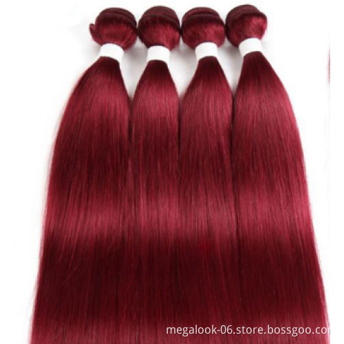 10A  Grade human hair bundles, #99J Straight Brazilian virgin  hair bundles Human